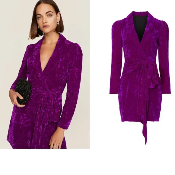 Size 6 - SHOSHANNA - Caroline Velvet Purple Dress Rent the Runway RTR $440 msrp - Picture 4 of 13